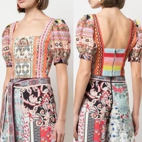 ALICE + OLIVIA MARGARITE TIE-FRONT CROPPED TOP IN PINK Size Small - Picture 2 of 10